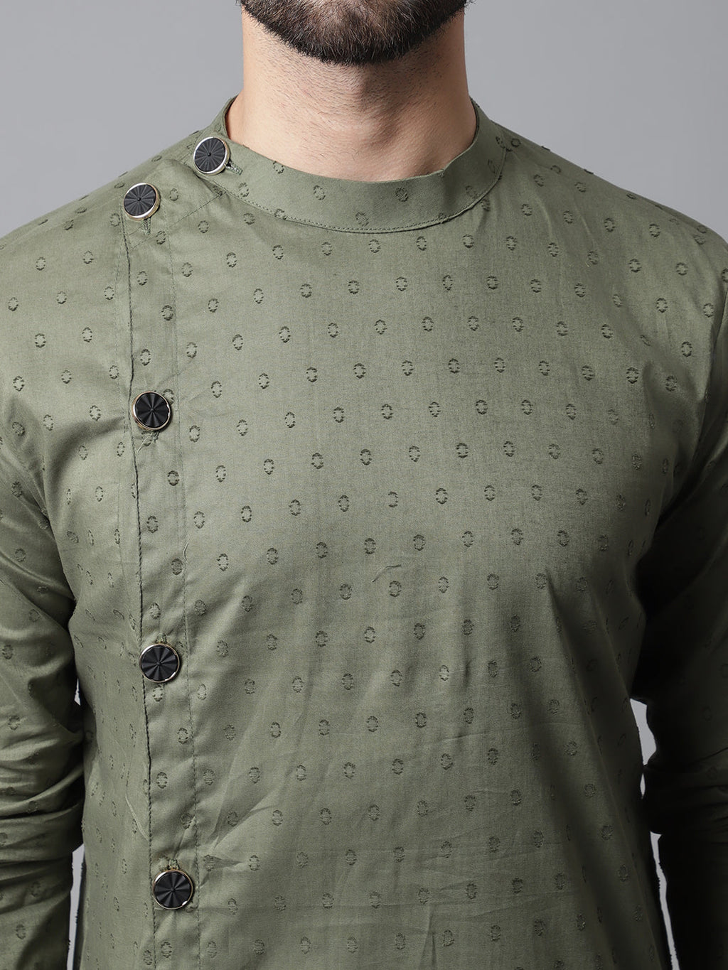 Even Apparels Green Sherwani Kurta With Asymetrical Cut | Grocsy