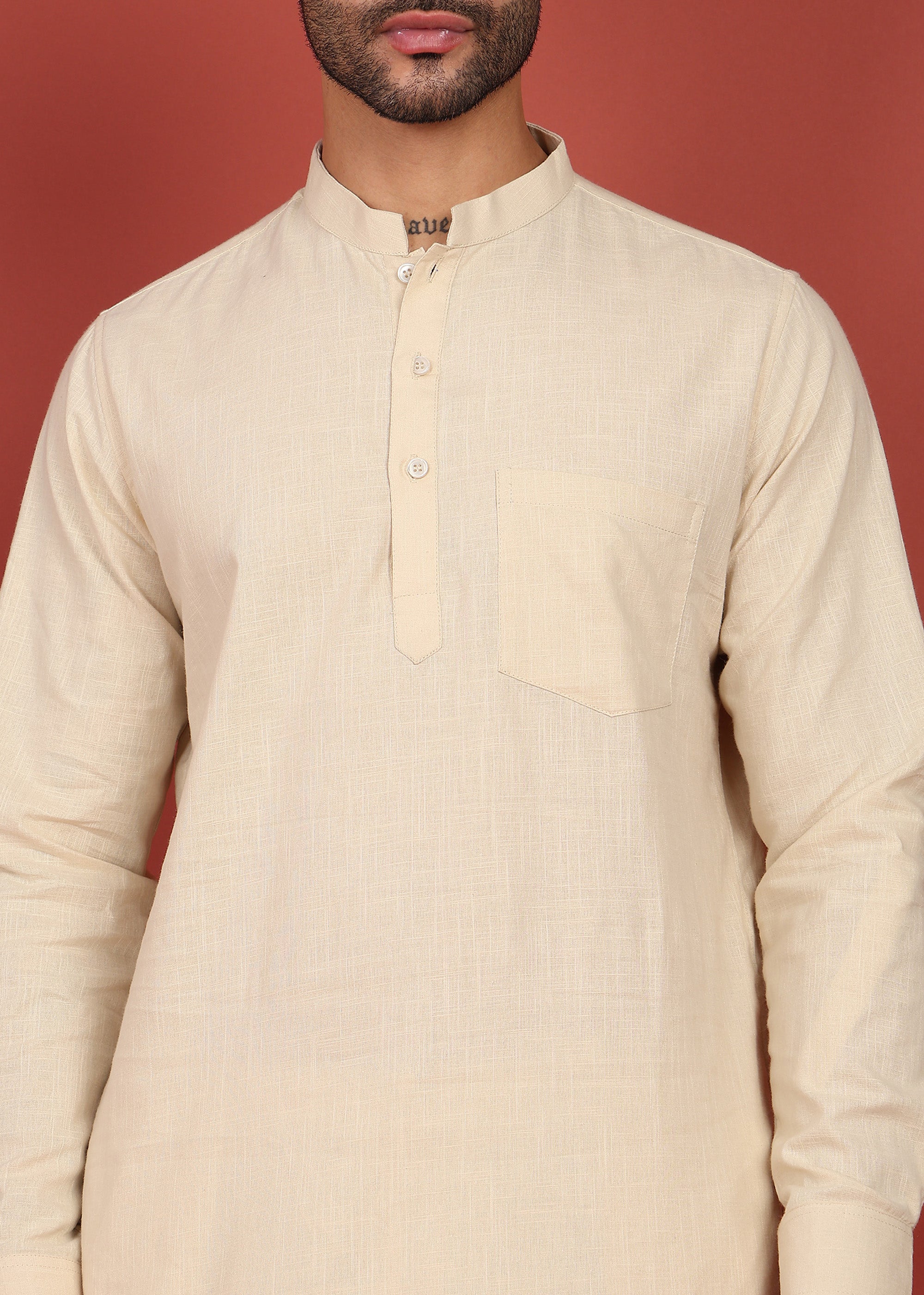 Fabmade Ivory Ease Short Kurta Co-Ord Set | Grocsy