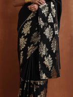 trueBrowns Black Metallic Ready To Wear Saree | Grocsy