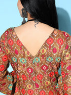 InWeave Women's Rust Edgy Print Dress | Grocsy