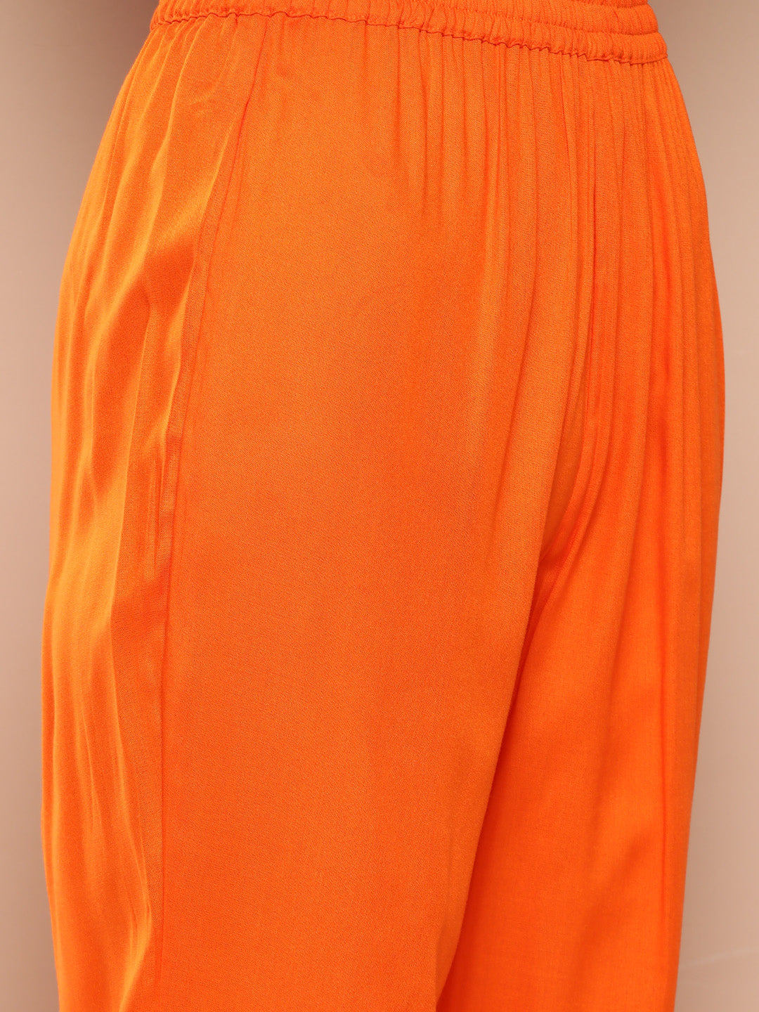 InWeave Women's Orange Organza Sleeve Kurta Set W Green Or Dupatta | Grocsy