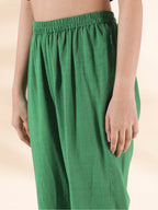 trueBrowns Green Cotton Long Kurta Pant Set | Grocsy