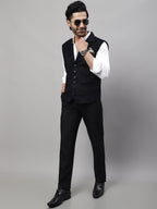 Even Apparels Men's Black Nehru Jacket With Welt Pockets | Grocsy