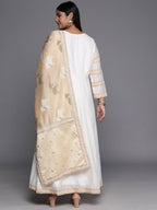 Ahalyaa Plus Size Boat Neck Maxi Ethnic Dress With Dupatta | Grocsy