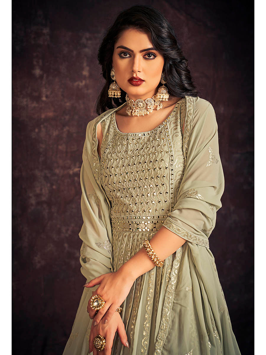 Myra Pista Real Georgette Designer Gown Style Suit | Grocsy