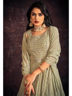 Myra Pista Real Georgette Designer Gown Style Suit | Grocsy