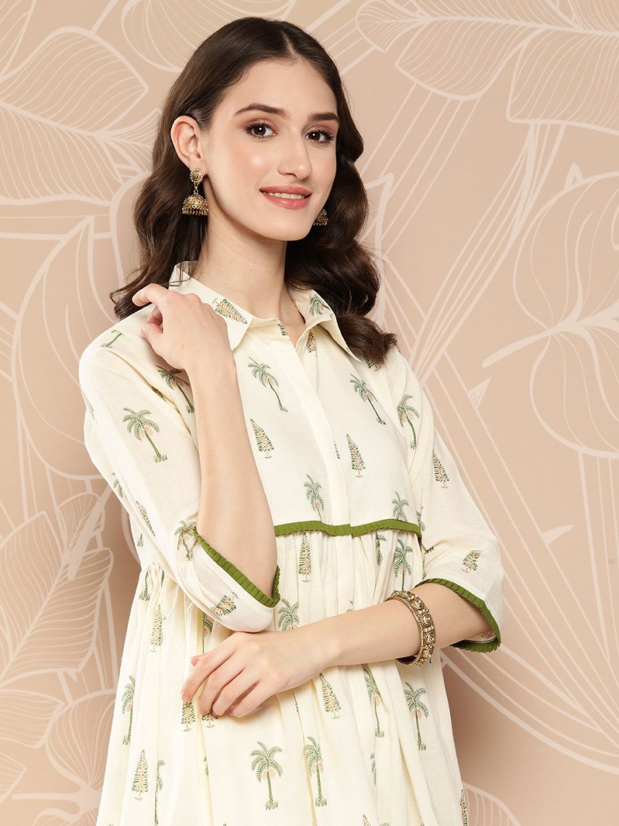 Ahalyaa Printed Cotton Tunic with Palazzos | Grocsy