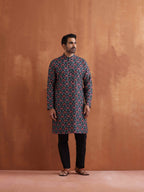 trueBrowns Men's Black Floral Printed Kurta | Grocsy