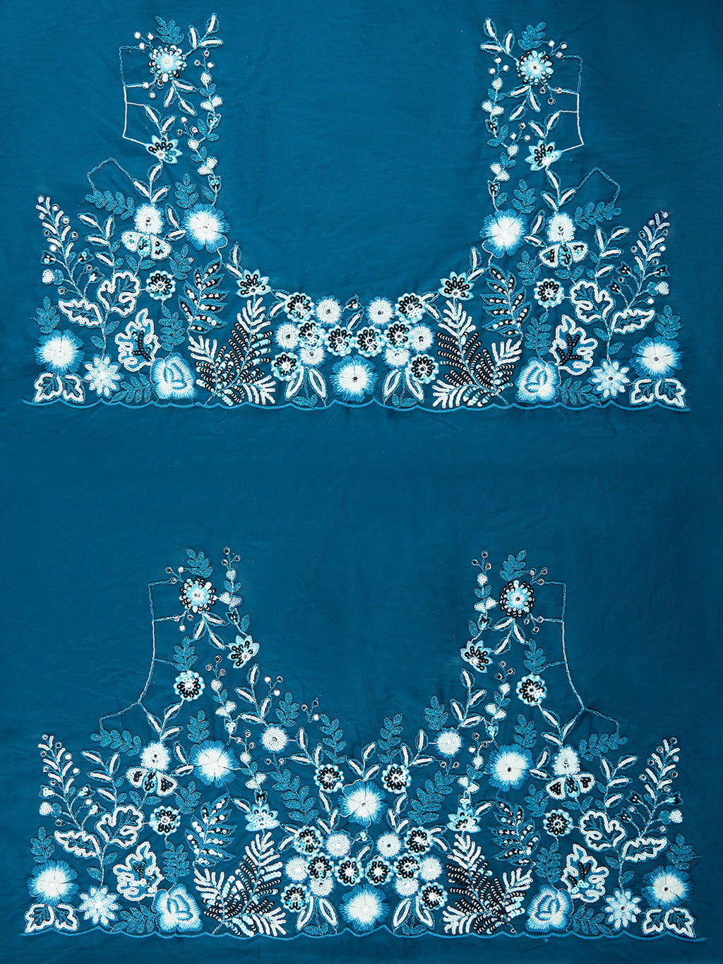 House of Panchhi Teal Net Sequins, Mirror And Thread Embroidery Lehenga Choli & Dupatta | Grocsy