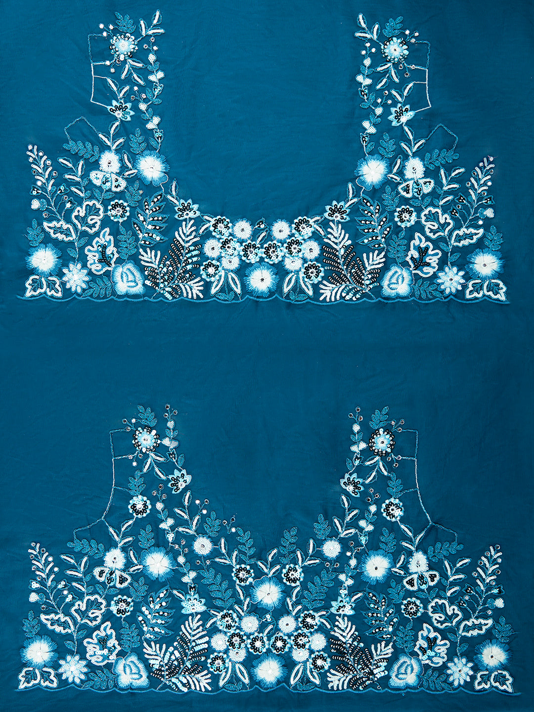 House of Panchhi Teal Net Sequins, Mirror And Thread Embroidery Lehenga Choli & Dupatta | Grocsy