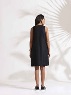 trueBrowns Black Slub Dress | Grocsy