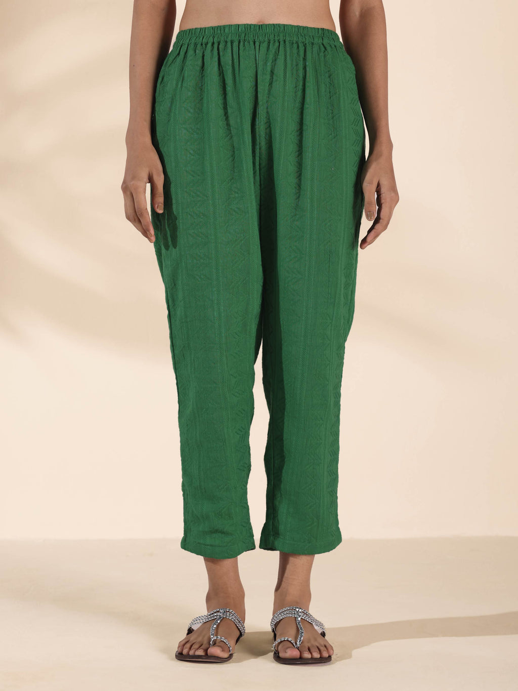 trueBrowns Green Cotton Dobby Kurta Pant Set | Grocsy