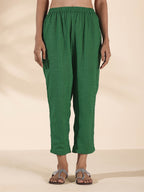 trueBrowns Green Cotton Dobby Kurta Pant Set | Grocsy