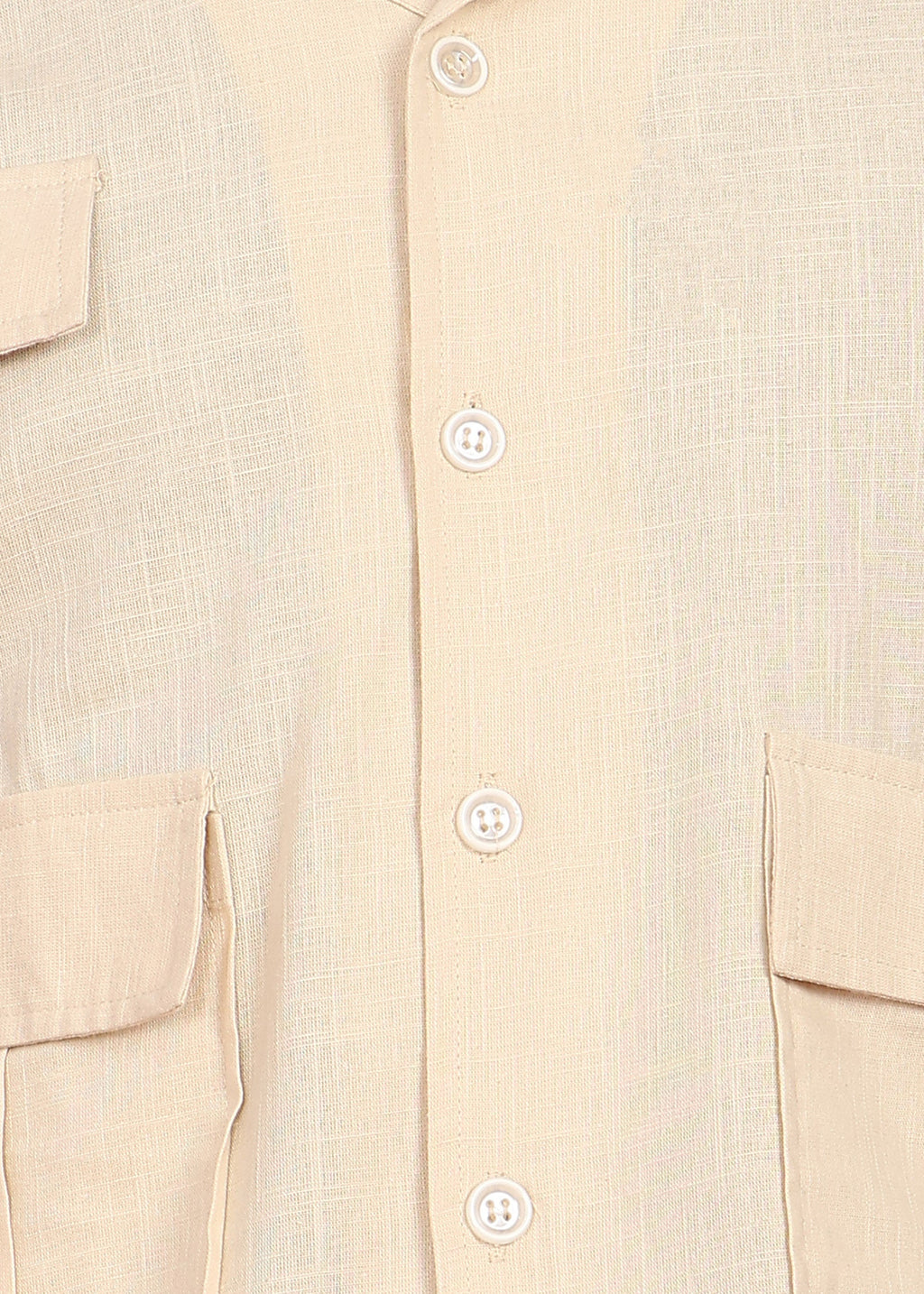 Fabmade Men’S Cream Shirt With 3 Pockets – Relaxed Fit | Grocsy