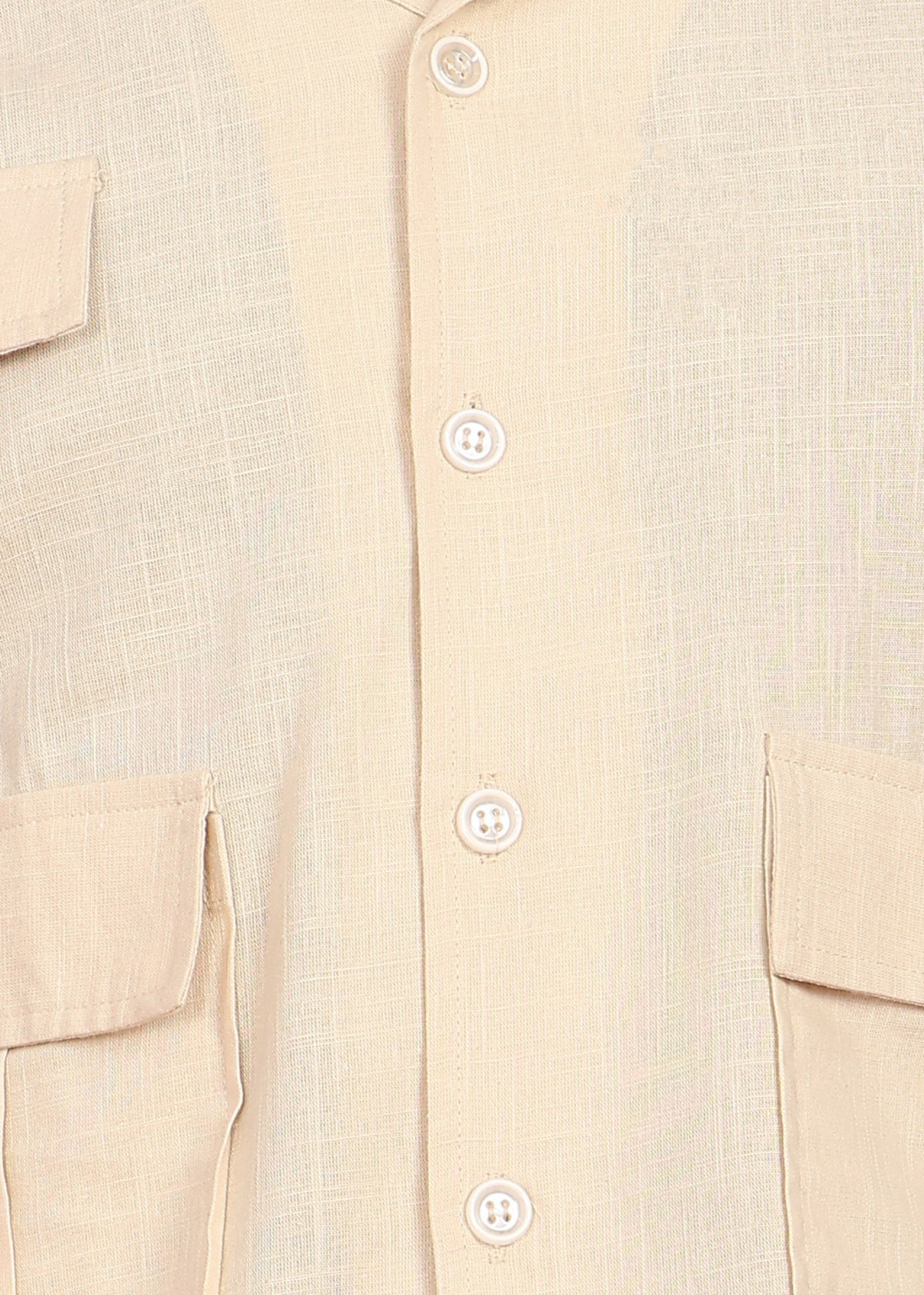 Fabmade Men’S Cream Shirt With 3 Pockets – Relaxed Fit | Grocsy