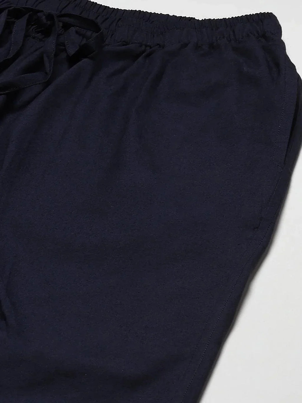 Fabmade Men's Navy Blue Cotton Linen Pyjama | Grocsy