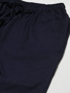 Fabmade Men's Navy Blue Cotton Linen Pyjama | Grocsy