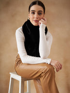 InWeave Women's Black Faux Fur Neck Warmer | Grocsy