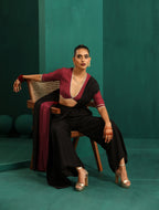 trueBrowns Black Silk Palazzo Stitched Saree | Grocsy