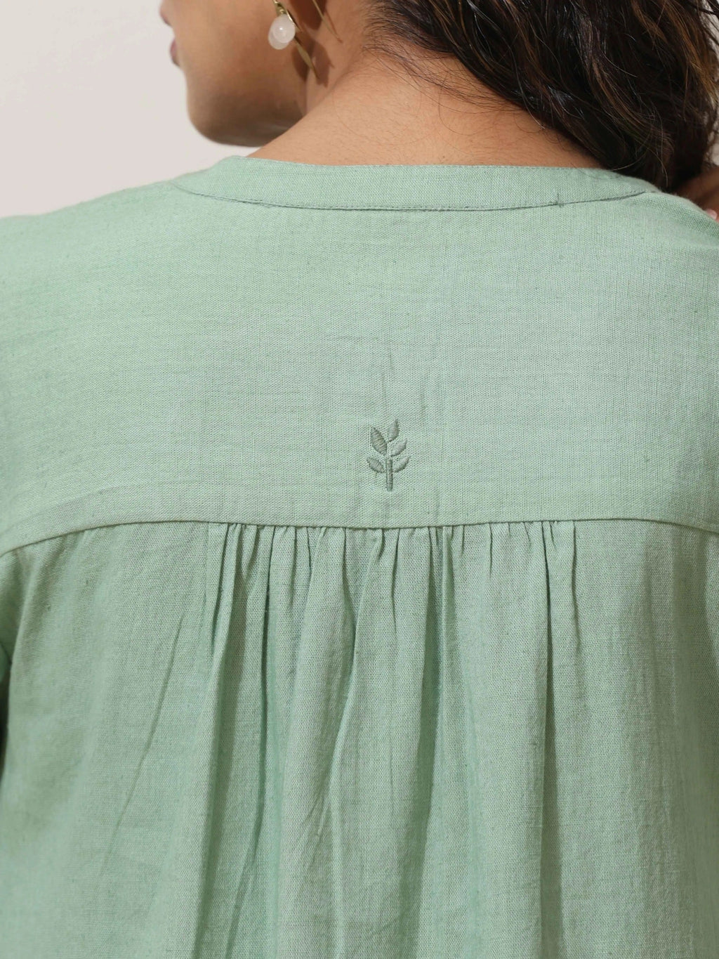 trueBrowns Mint Green Cotton Linen Kurta Pant Set | Grocsy