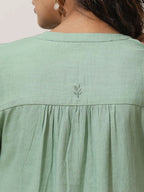 trueBrowns Mint Green Cotton Linen Kurta Pant Set | Grocsy