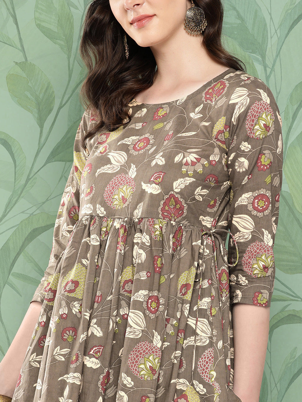 InWeave Women's Olive Shade Tropical Sharara Set | Grocsy