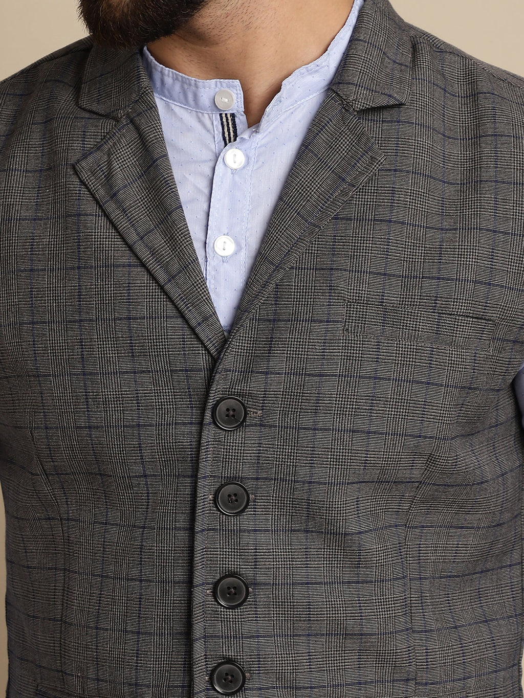 Even Apparels Men's Grey Waistcoat with Notched Lapel | Grocsy