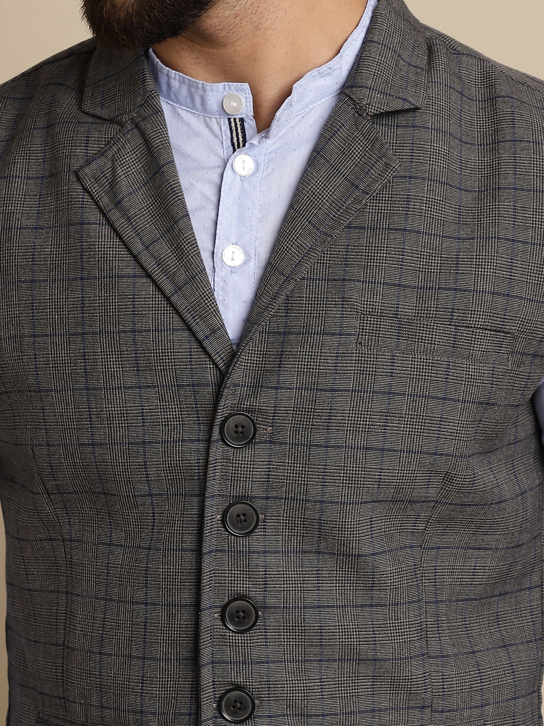 Even Apparels Men's Grey Waistcoat with Notched Lapel | Grocsy