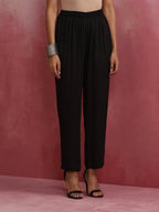 trueBrowns Black V Neck Kurta Co-ord Set | Grocsy