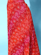 InWeave Women's Red Bandhej Crop Top With Skirt Set | Grocsy