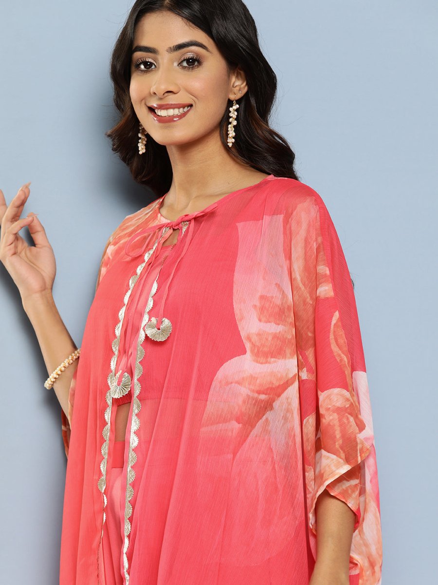 Ahalyaa Women Top with Palazzos & Shrug | Grocsy