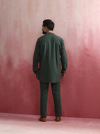 trueBrowns Men's Green Cotton Mandarin Collar Kurta Co-ord set | Grocsy