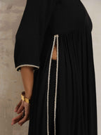 trueBrowns Black Crinkle Anarkali Flared Kurta Set | Grocsy