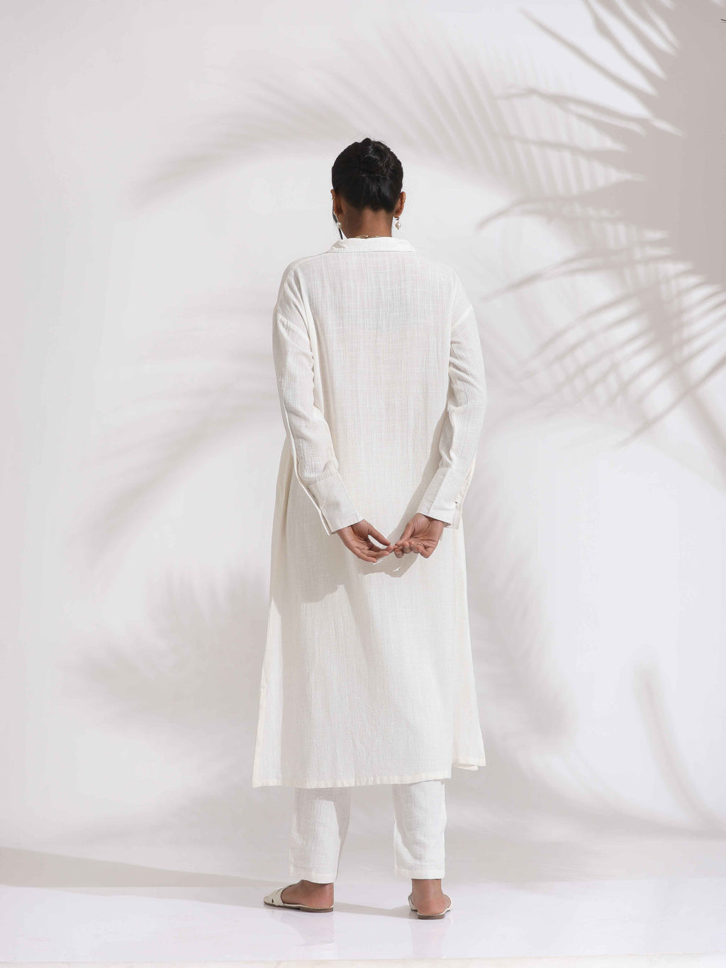 trueBrowns White Cotton A-line Kurta Set | Grocsy