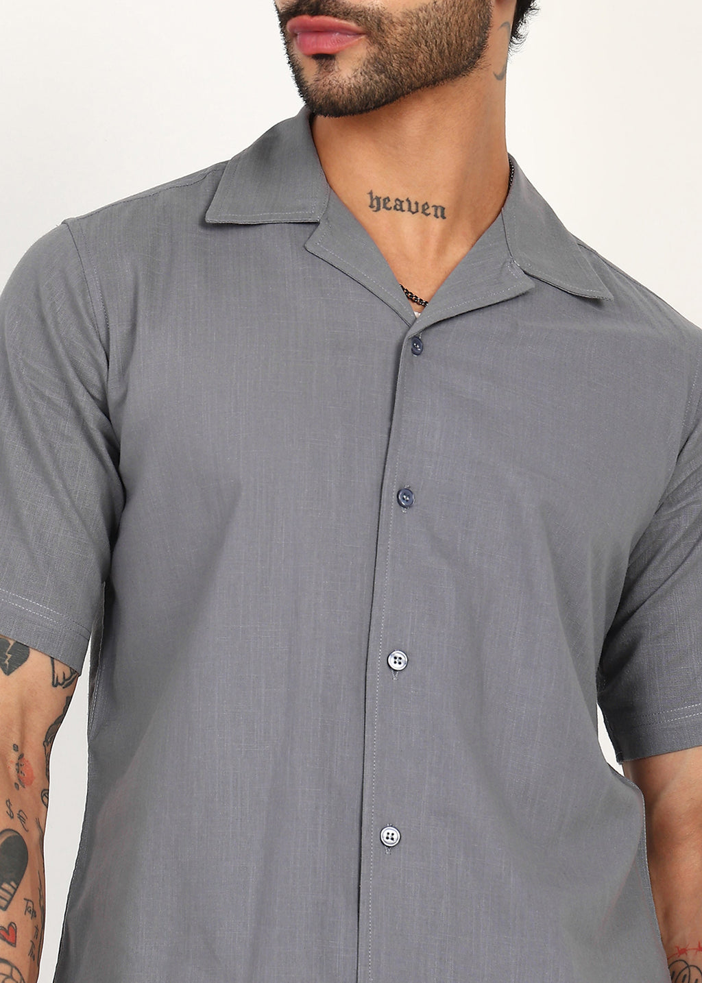 Fabmade Slate Ease Linen Shirt | Grocsy