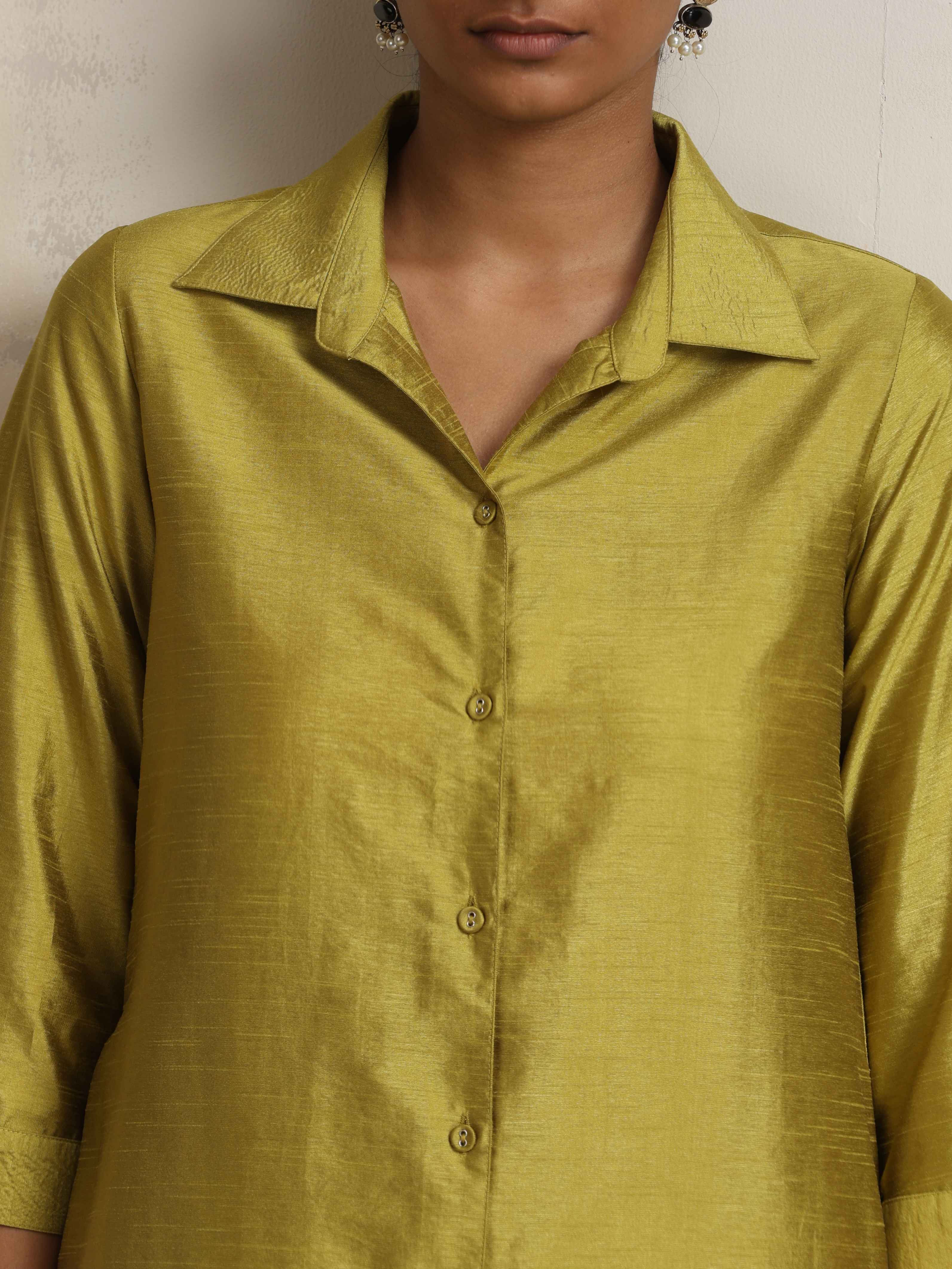 trueBrowns Green Shirt Kurta Set | Grocsy