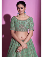 Myra Pista Green Gota Silk Embroidered Designer Lehenga Choli | Grocsy