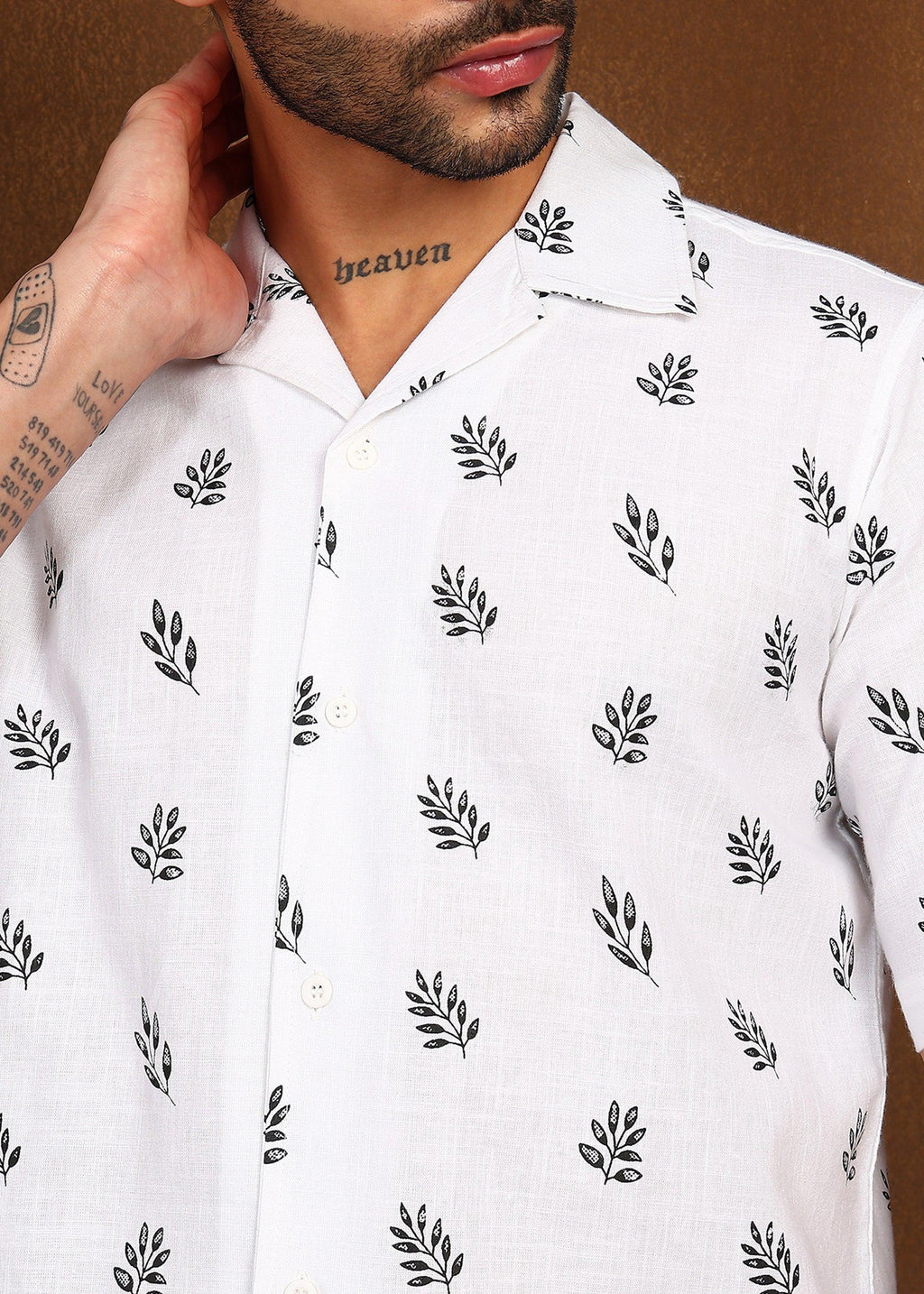 Fabmade Leaf Whisper Linen Shirt | Grocsy