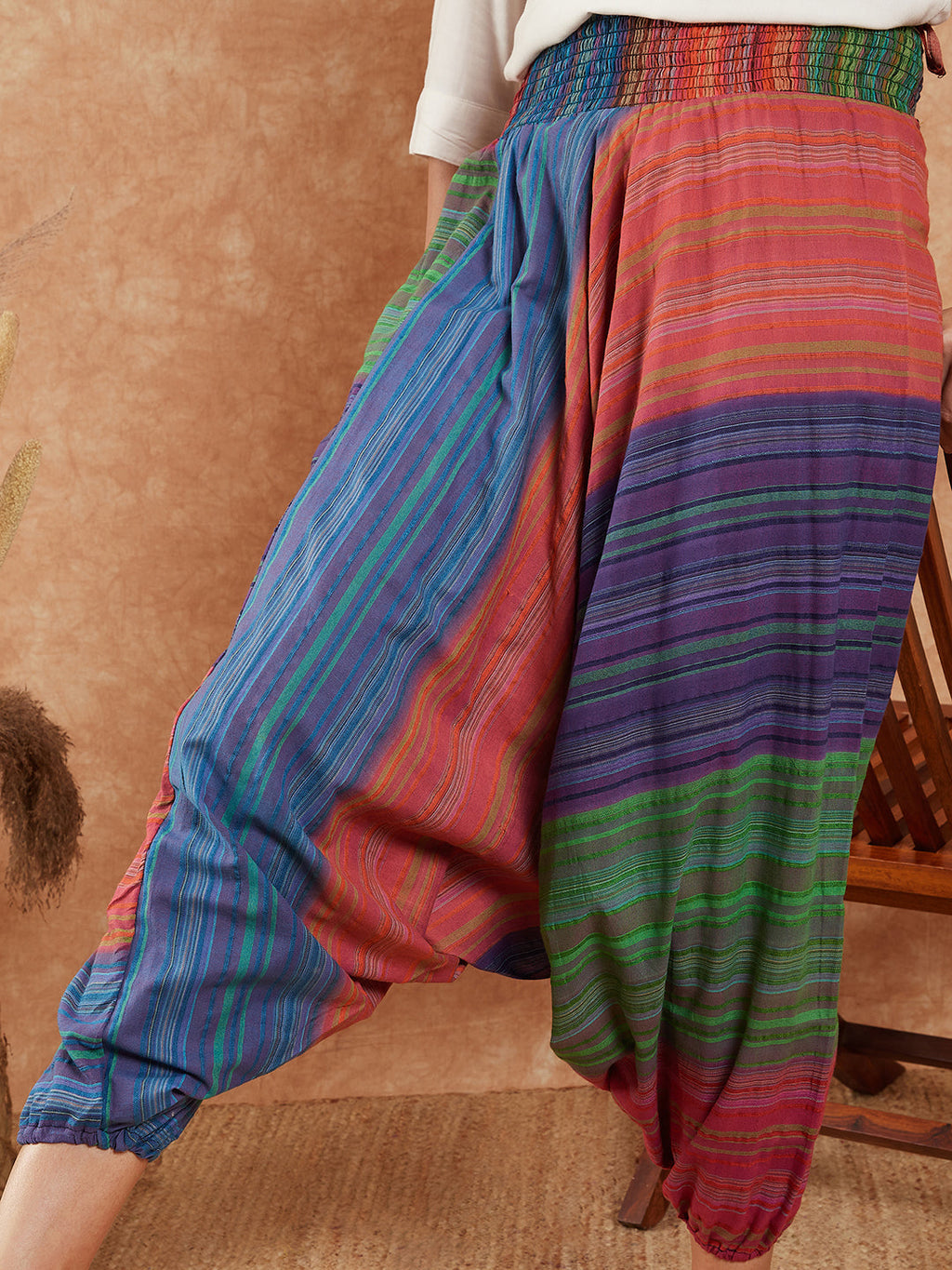 InWeave Women's Blue Multi Colour Harem Pant | Grocsy