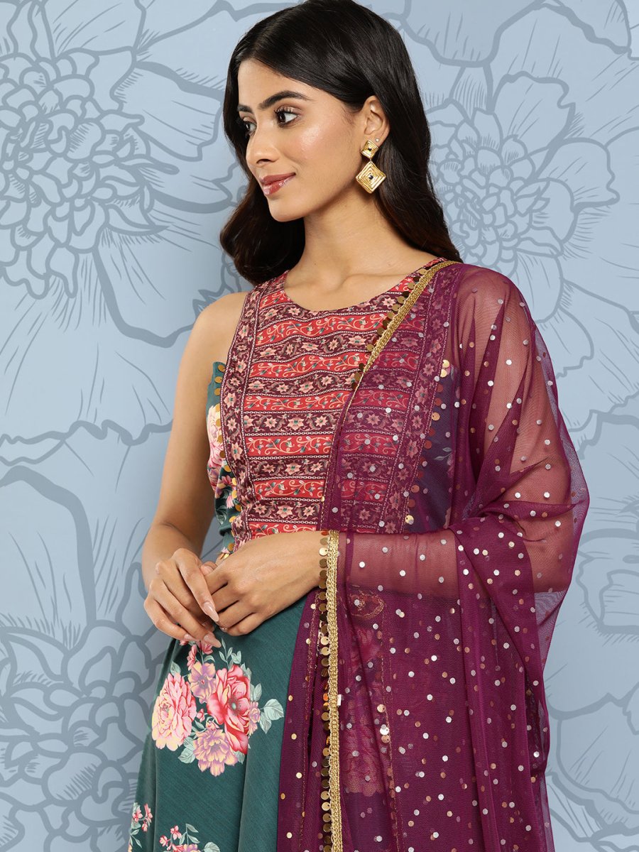 Ahalyaa Printed Sequinned Ready to Wear Lehenga & Blouse With Dupatta | Grocsy