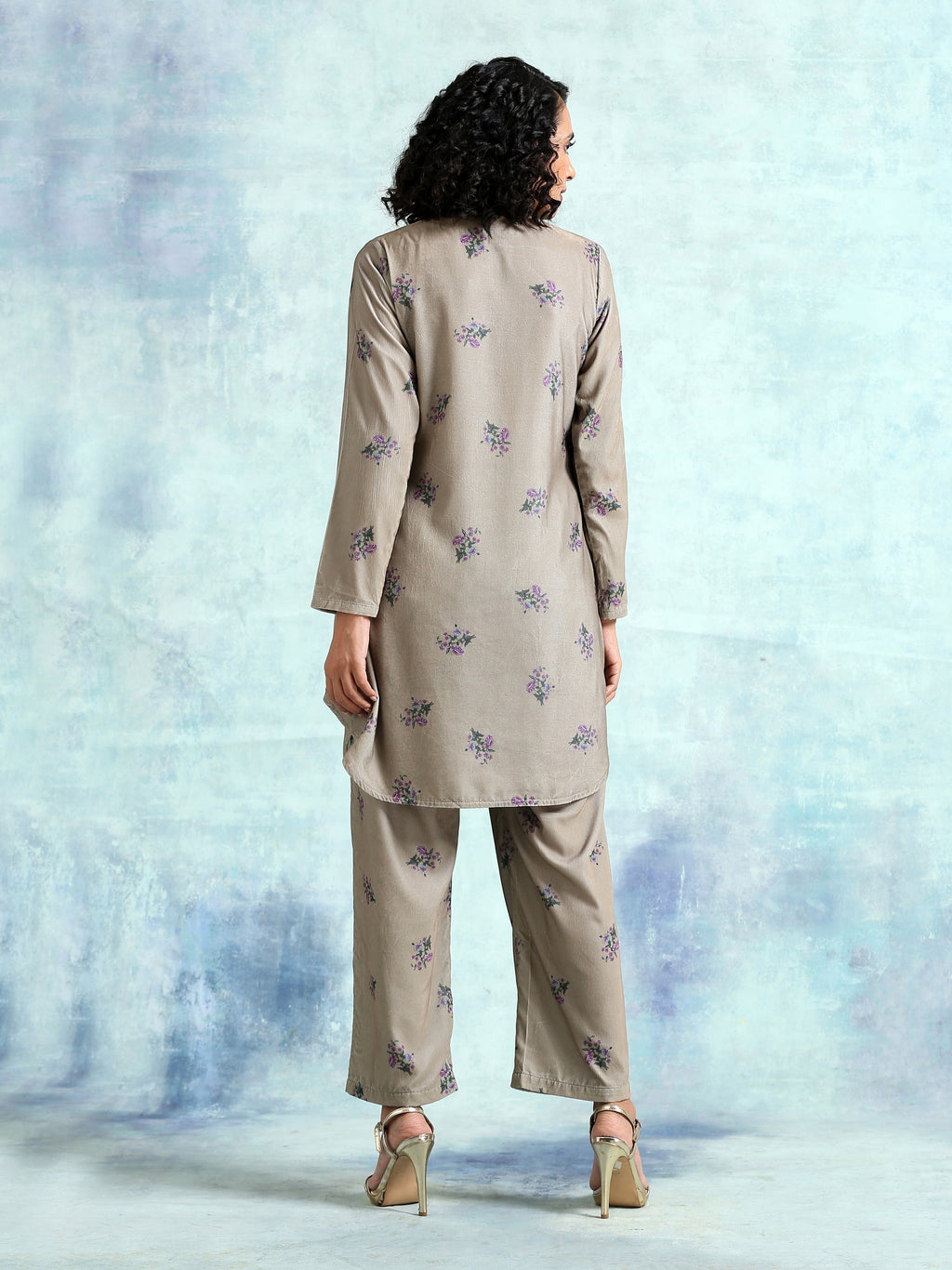 trueBrowns Sage Printed Velvet Co-Ord Set | Grocsy