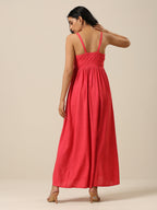 trueBrowns Bright Pink Slub Texture Sleeveless Dress | Grocsy