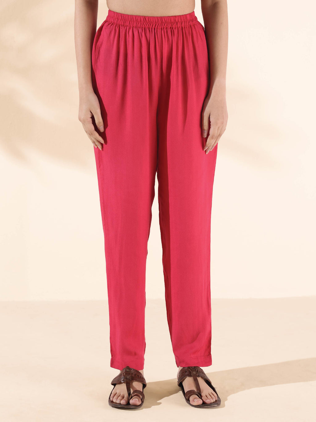 trueBrowns Carrot Viscose Dobby Flared Co-ord Set | Grocsy