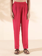 trueBrowns Carrot Viscose Dobby Flared Co-ord Set | Grocsy
