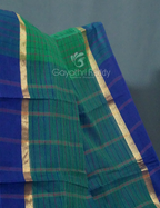 Rama Green With Checks Pure Mangalgiri Cotton Saree By Gayathri Reddy Designer Studio | Grocsy