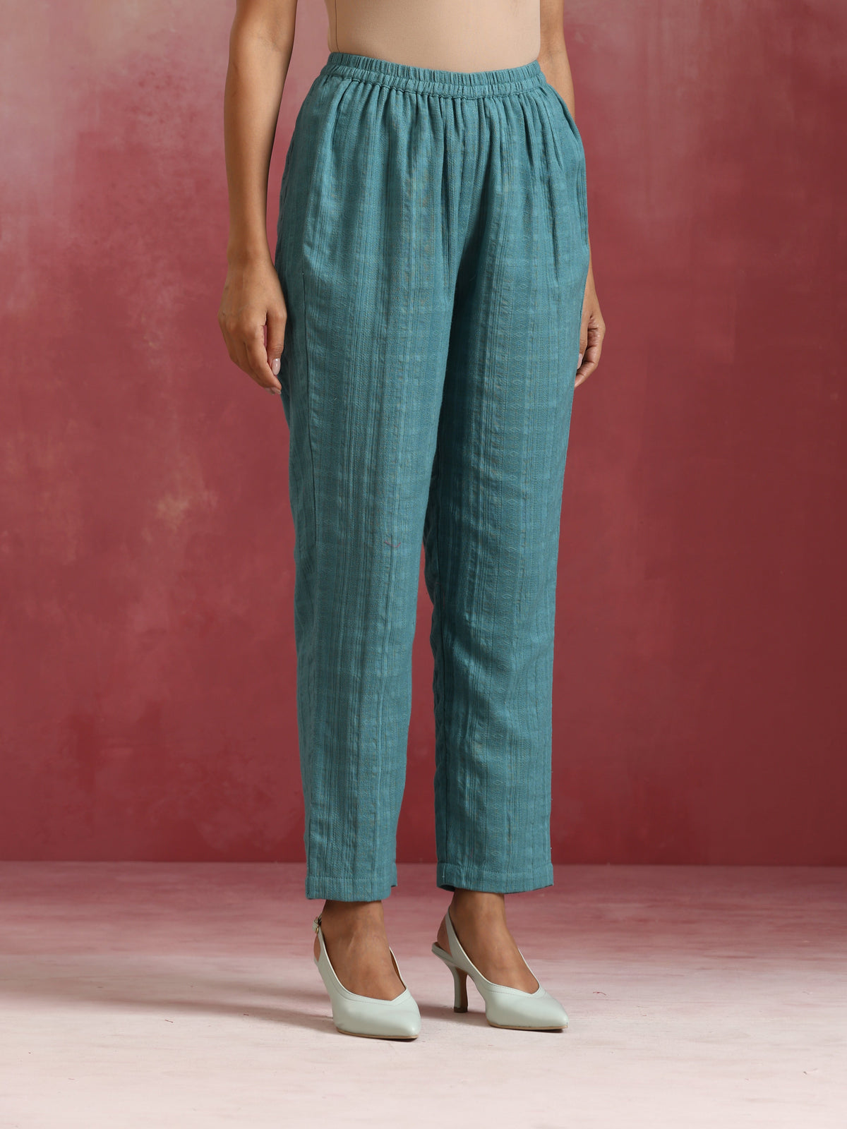 trueBrowns Light Blue Cotton Dobby Co-ord set | Grocsy