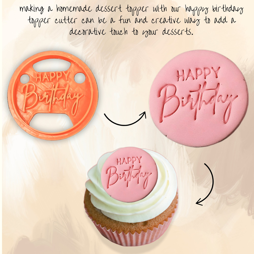 Confect Toppers Cutters | Congratulations Topper Cutter | Fondant Cutter | (Happy Birthday 02) | Grocsy