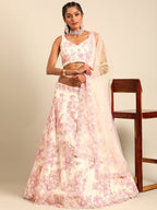 House of Panchhi Cream Net Sequins with heavy Zarkan embroidery Lehenga choli & Dupatta | Grocsy