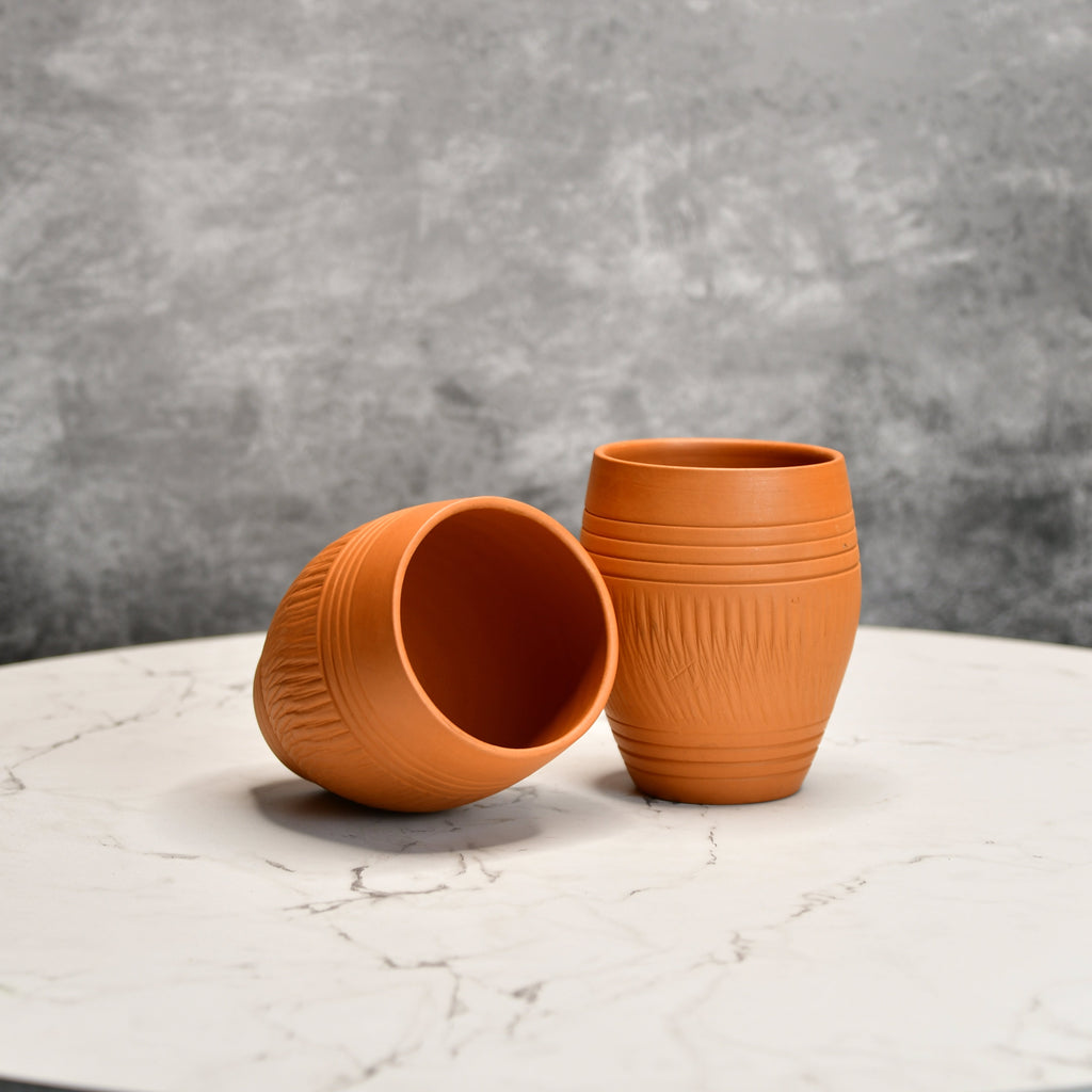 Sowpeace Premium Set of 2 Unglazed Terracotta Glasses | Grocsy