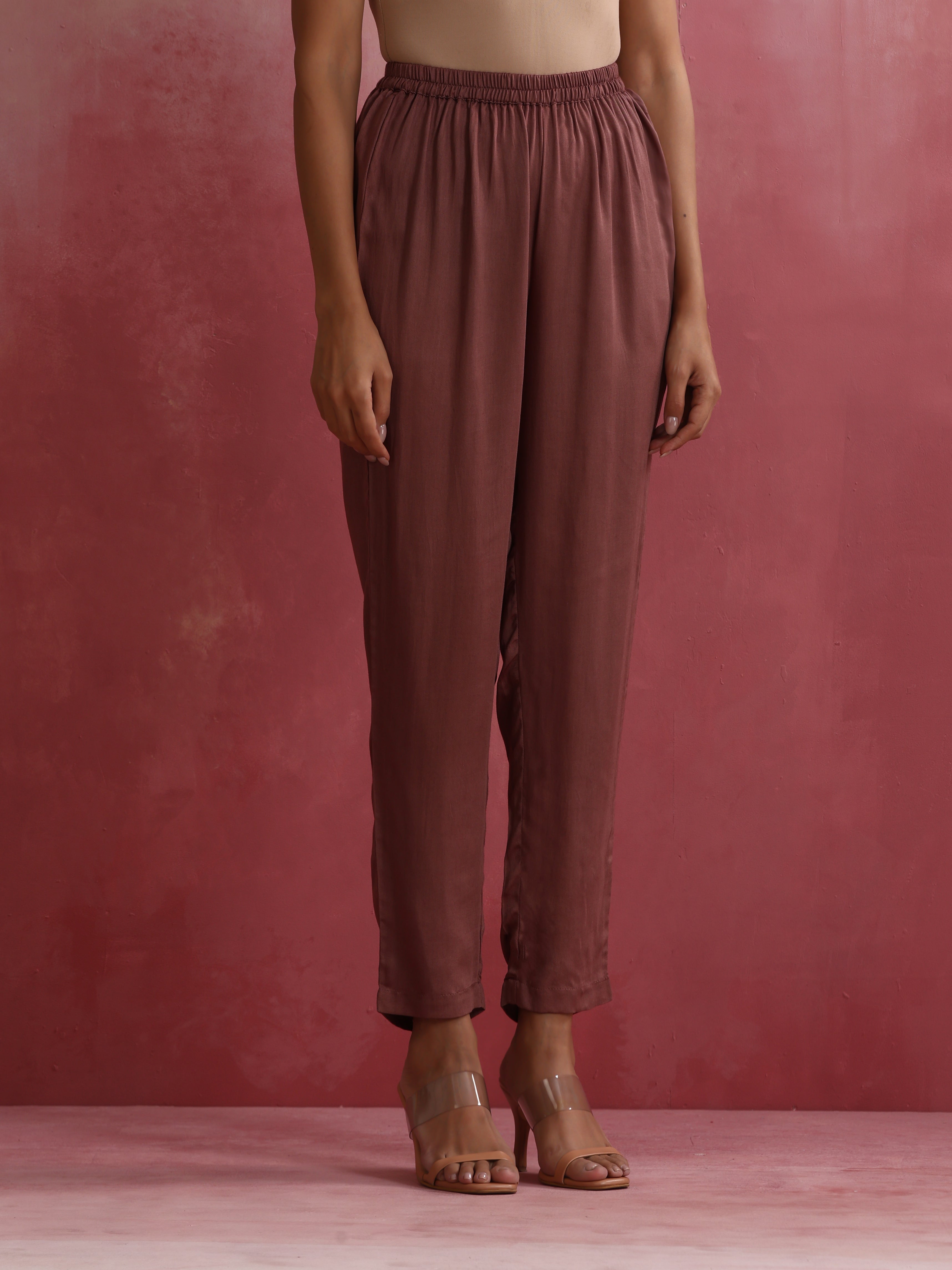 trueBrowns Brown Modal High low Kurta Set | Grocsy